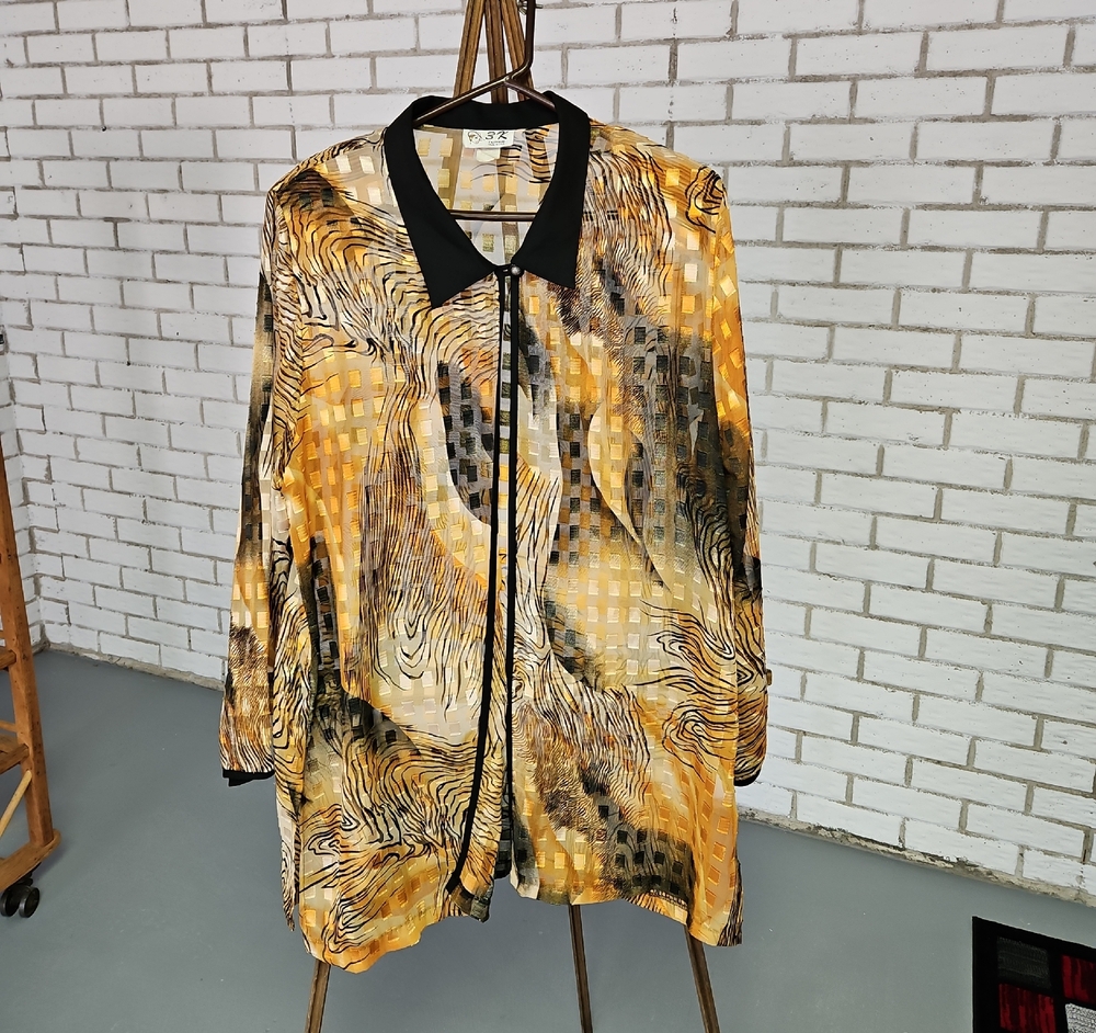 3K Fashion Gold & Black Abstract Print Jacket